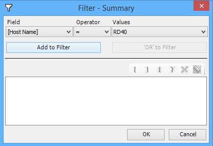 How to apply Filters? Click for setting filter options. The Vyapin Virtualization Management Suite Filter window will be displayed. To set a filter condition, follow these steps. 1.