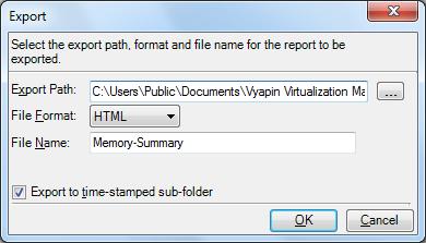 How to Export Data? The Export feature helps the user to export report data generated by Vyapin Virtualization Management Suite to a file using various formats namely HTML/CSV/XLSX.
