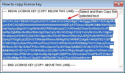 How to copy license key screen?