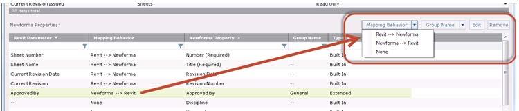 3. Highlight a Revit property and select Create Matching Extended Property to create a corresponding