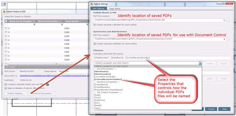 3. Select Publish Settings to control PDF print location,