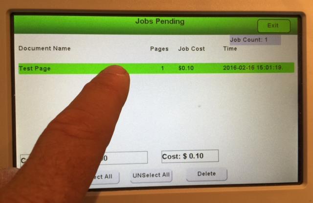 Highlight your print jobs until the green bar appears: Once