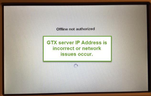 Error: Offline not Authorized Cause: GTX server IP address was not