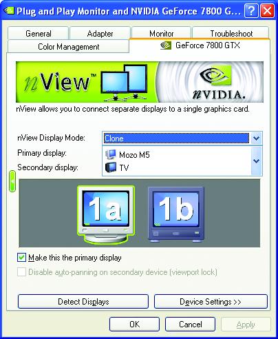 English nview Display properties nview allows you to connect separate displays to single graphics card. nview Display mode: select your preferred nview display modes here.