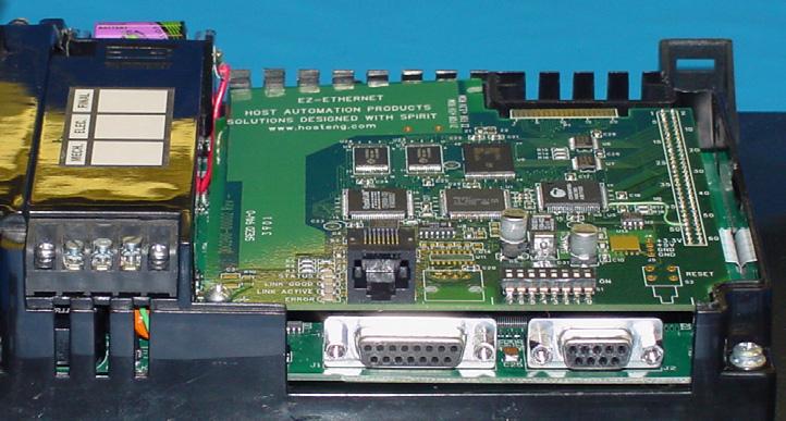The bottom of the plastic back cover has a BACKPLANE section that must be removed to allow access to the EZ Ethernet connector that extends over the edge of the board.