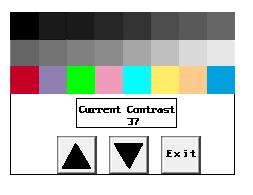 In the Current Contrast window, the current contrast setting is displayed. The 6" Monochrome units will have a contrast range of 87 to 119.