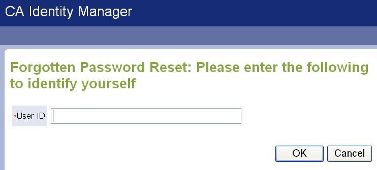 Configure the Forgotten Password Reset and Forgotten User ID Tasks Design Identification Screens The identification screen is the first screen that users see when they access the Forgotten Password