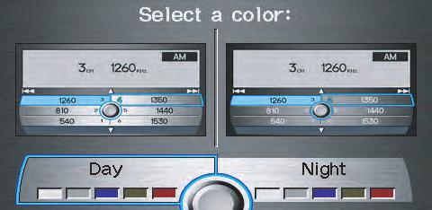 System Setup Menu Color Allows you to choose the menu color from one of five colors for the Day and Night mode. Say Return or press the CANCEL button to return to the previous screen.