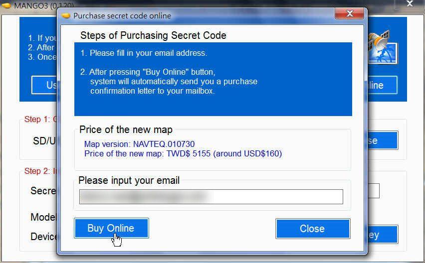 7. Enter your email address, then click [Buy Online] again to continue purchase process. System will automatically send you a purchase confirmation letter after clicking Buy Online.