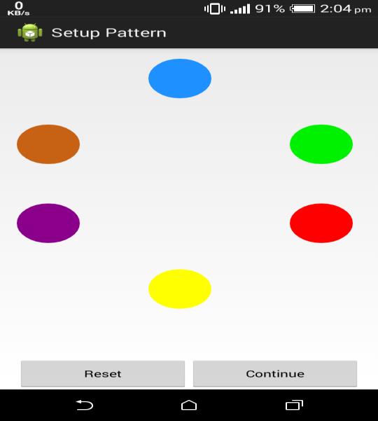 B. Opening of the locked applications In the second flow, when the locked application will be opened the same UI of six color blocks will appear to apply the formation but this time the colors will