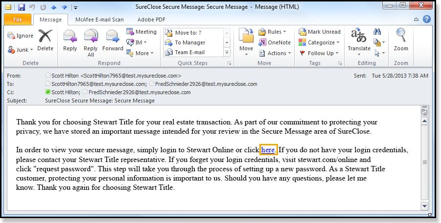 Viewing Secure Messages in Guest View When a secure message is sent, it is stored in the Secure Message box. Recipients will receive a notification that a secure message has been sent.