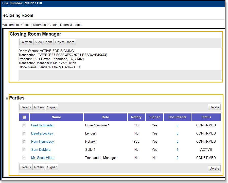 Using the Closing Room Manager Use the options within the Closing Room Manager to manage your closing rooms.