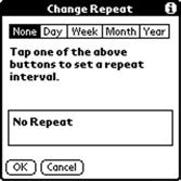 Scheduling Repeating Events The repeat function allows you to schedule recurring events using a single entry. Repeating events could be birthdays, anniversaries, or a weekly meeting.