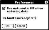 Entering the Expense Type Automatically You can select an expense type by writing the first letter or letters of an expense type in the Graffiti writing area.