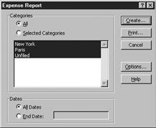 3. Select the expense category using one of the following techniques: Click an expense category.