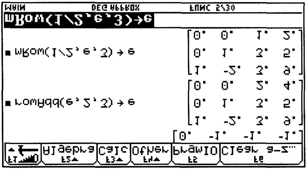 9 Graphing Technology Guide: TI-9 Row Operations add row 1 to row add times row 1 to row 3 add row to row 3 Keystrokes nd MATH 4 D E, 1, ) STO E ENTER nd MATH 4 D 4 (-), E, 1, 3) STO E ENTER nd MATH