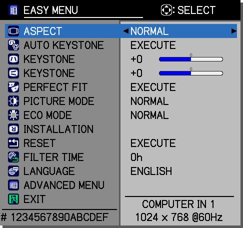 3.3 Selecting lamp operation mode Select DUAL or ALTERNATE lamp operation mode. 1. Highlight LAMP MODE in the STACK menu with the / buttons, then press the button to display the LAMP MODE dialog.