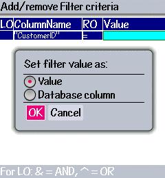 Figure 27: Select Columm For selected profile you can implement Filter from menu available on Edit Profile form (Figure