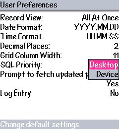 Figure 30: Preferences Various Icon indications: ICON Profile Status SQL Query Priority Empty Desktop No AutoSync Synced Desktop No Empty Desktop Yes Synced Desktop Yes Empty