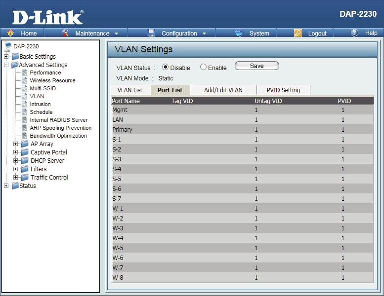 Port List The Port List tab displays the current ports. If you want to configure guest and internal networks on a Virtual LAN (VLAN), the switch and DHCP server you are using must also support VLANs.