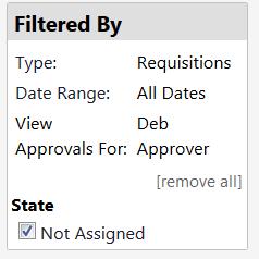 Select Unassigned Requisitions needing approval under Items on the banner NOTE: Once you assign requisitions to yourself you will see them displayed in My Assigned Approvals 2.