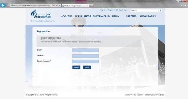 4) Registration Page The new user needs to enter the Email and Password to get registered to the web site.