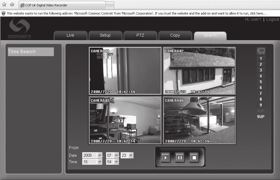 19 Cop Player To view the recorded footage from a Symphony DVR, the CopPlayer software will need to be installed on your PC. If not already installed, this can be downloaded from the Copy screen.