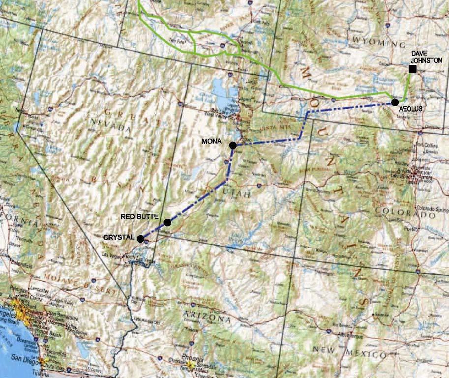 Gateway South Reference Case (Case 2) Wyoming - Utah MW 400 miles 2-500kV AC 2013 in-service date Utah - Nevada 1,500 MW 330 miles 1-500 kv AC 2012 in-service
