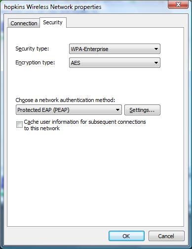 Step 9: For Security type, select WPA-Enterprise. For Encryption type, select AES.