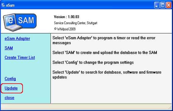 To start esam application double click on the icon on your desktop. Information how to use the esam software is available as Instruction for Use for esam on web site: http://www.scc-service.
