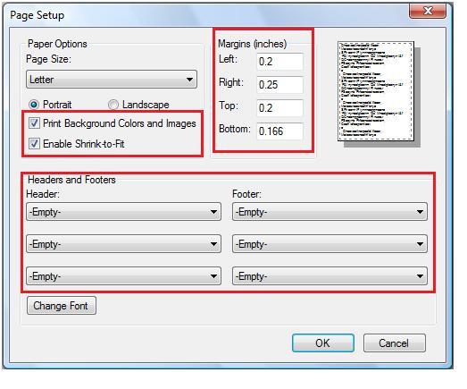 Internet Explorer 8.x Printing From the File. dropdown menu, select 'Page Setup'.