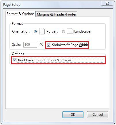 Firefox 3.x for Windows Printing From the File. Dropdown menu, select 'Page Setup'.