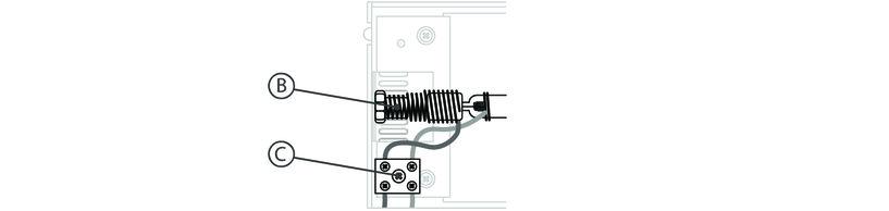 Maintenance 4. Use a suitable screwdriver to loosen the cable connections (C) of the illuminant. 5. Pull the retaining springs (B) as far back that you can remove the illuminant.