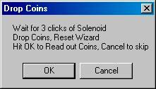 When finished inserting coins, press the blue reset button on the back of the Coin Wizard reader and click the OK button in the