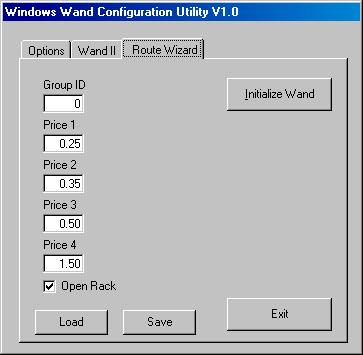 Configuring the Route Wizard To configure a Route Wizard Wand, click on the Route Wizard tab. A Route Wizard can be reinitialized to set or change prices or Group ID. Initializing a Route Wizard: 1.
