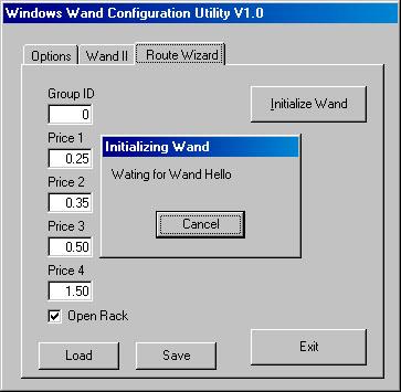 These boxes are in direct conjunction with the price positions on the rotary switch on the front of the Route Wizard Wand. 2. Click the Initialize Wand button. 3.
