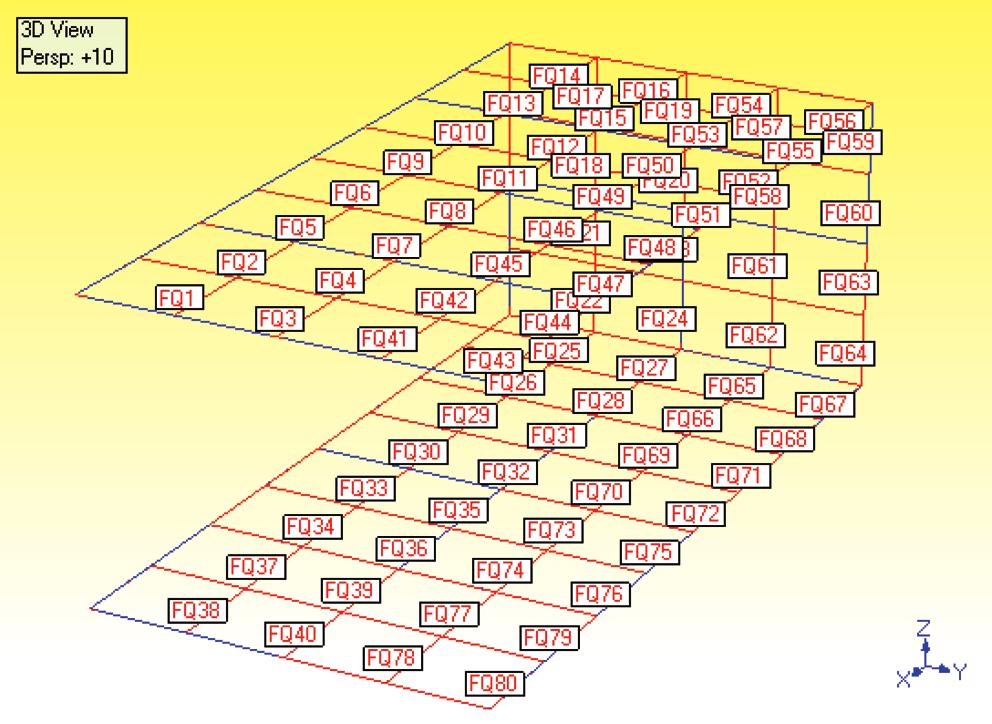 Figure 5b. 216-Hz FEA mode shape. Figure 3. Extruded cross section of photo model. Figure 5c. 311-Hz FEA mode shape. Figure 4. FEA model with 80 pate elements. Figure 5d. 428-Hz FEA mode shape.