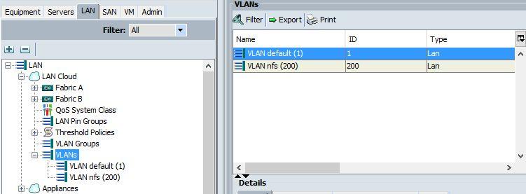 VLAN In the UCS Manager: 1. Expand the LAN tab. 2. Expand the LAN Cloud. Cisco UCS Manager - Creating VLANs. 3. Right click VLANs and select Create VLANs. 4. Enter the VLAN ID. 5.