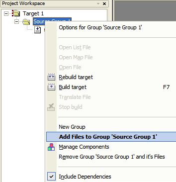 (2) Keil Vision3 Integrated Development Environment Note that you can use under Project the option Component, Environment, Books to rename the target and add the file relative to your project. c. Double click on the file name (Demo.