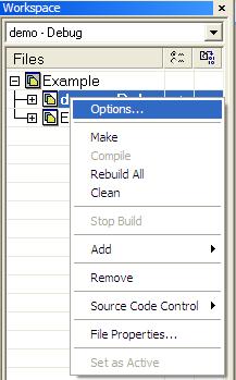 Right click on Demo in the workspace and select add files. Add Timer.c and cstartup.