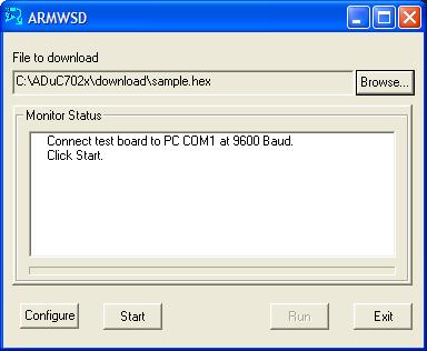 (7) THE WINDOWS SERIAL DOWNLOADER ADuC7XXX GetStarted Guide (7) Windows Serial Downloader The Windows Serial Downloader for ARM based part (ARMWSD) is a windows software program that allows a user to