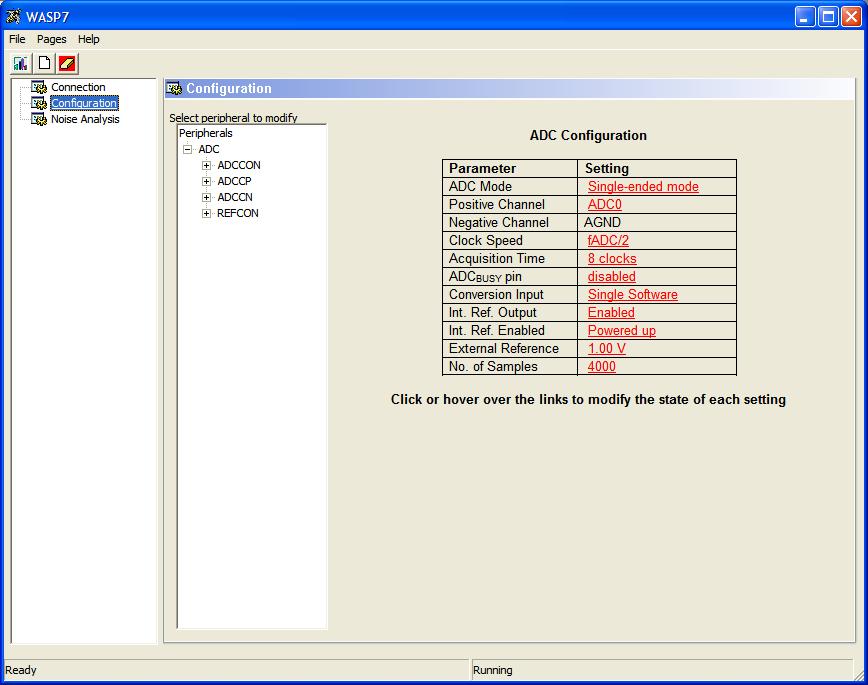 (8) Windows Analog Software Program (WASP) WASP Configuration Page The Configuration Page allows the ADC to be