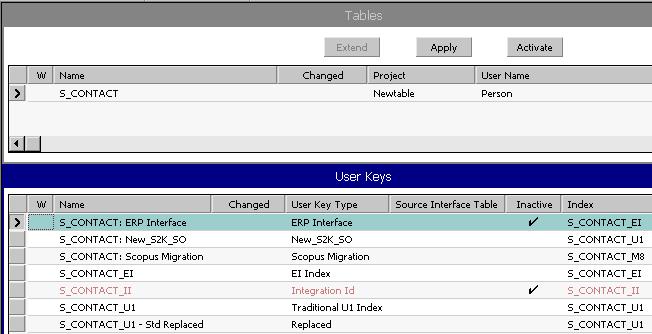 Integration Objects About Integration Component Keys 3 Click the link in the Table column. The Tables list appears, displaying the table associated with the business component (for example S_CONTACT).