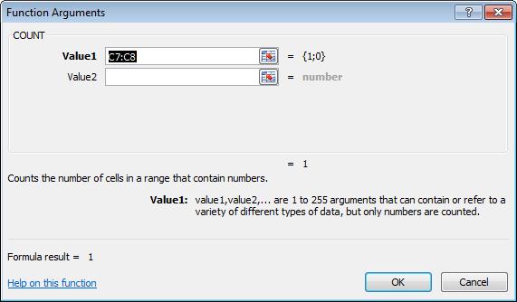 The Function Arguments dialog box is displayed.