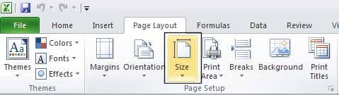 Worksheet page size Click on the Page Layout tab,