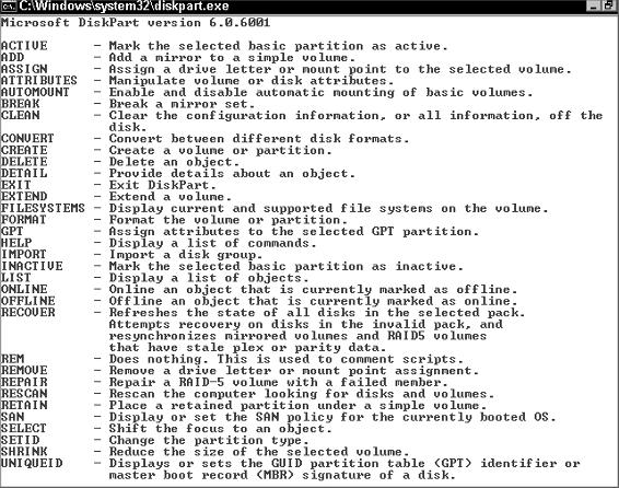 Managing SANs 29 DiskPart is a command-line utility that configures and manages disks, volumes, and partitions on the host computer.