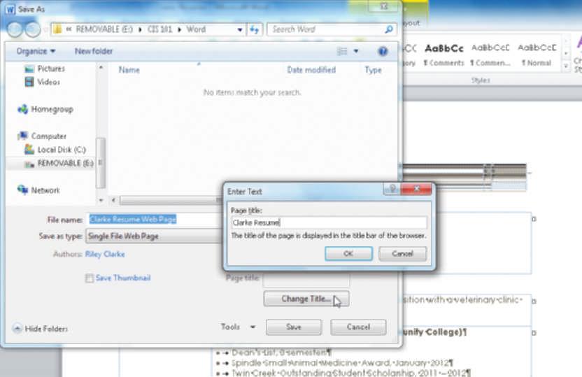 Click the Save As button in the right pane to display the Save As dialog box.