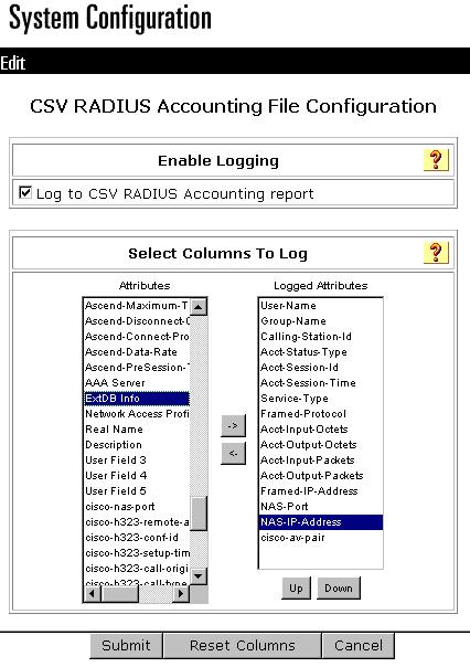 Add CSNTaccInfo to Reporting Logs The procedure result field/parameter CSNTacctInfo can be used to include a string in some of the various reports generated by the Cisco Secure ACS, such as RADIUS