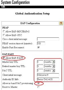 Step 2 Check the Allow EAP-FAST box.