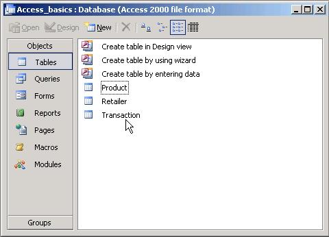 environment and database objects Title bar Menu bar Database toolbar Task pane Status bar Objects bar